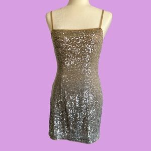 H&M champagne color sequin glitter mini dress in size small.